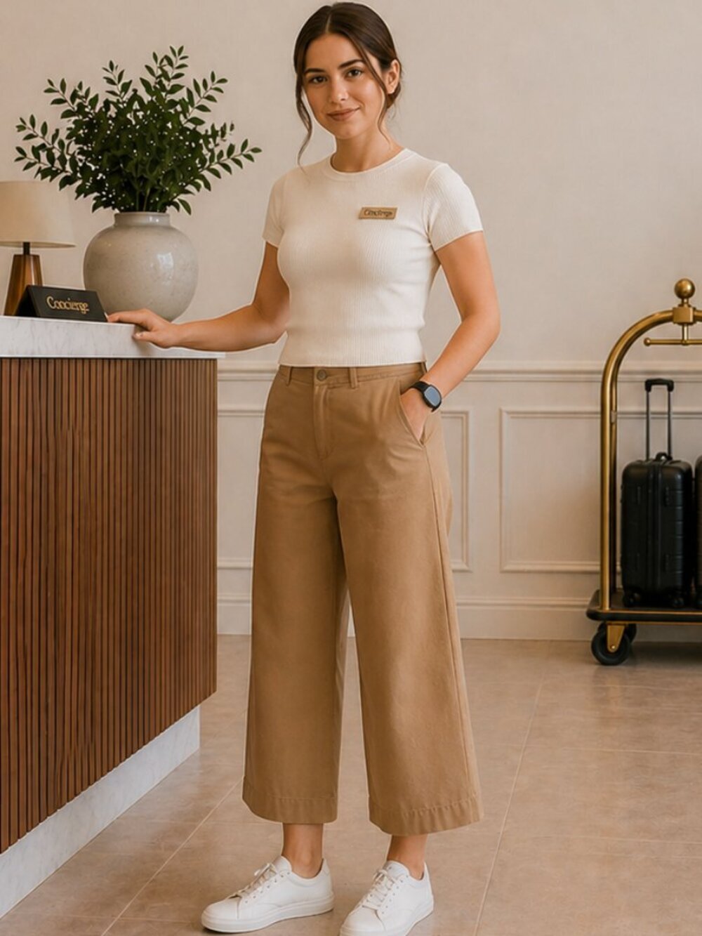 Anthropologie Pilcro James Taupe Tan Fade Wide Leg Capri Pants Size 25 EUC